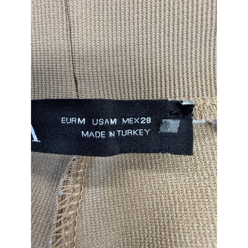 Zara Ottoman Leggings Womens Medium High Waist Stretch Slit Front Color Camel - Picture 13 of 16